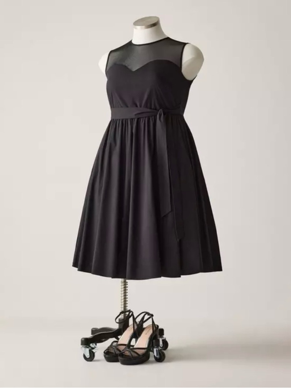 Torrid Classic Black Sleeveless Fit-and-Flare Dress with Sheer Yoke